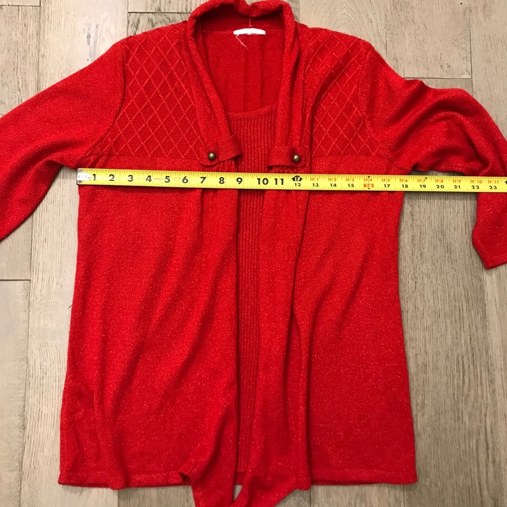 Red shimmer cardigan
